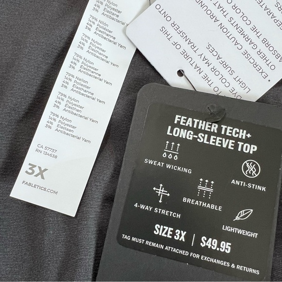 Fabletics Top Women Size 3X Shirt Thumbhole Long Sleeve Gray Athletic B23 - Picture 4 of 8